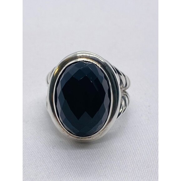 David Yurman Albion Onyx Sterling Silver 925 Oval Ring Size 8 - Picture 12 of 13
